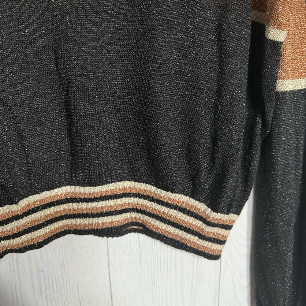 Free People Gold Dust Colorblock Linen Blend Sweater size S - Picture 5 of 9